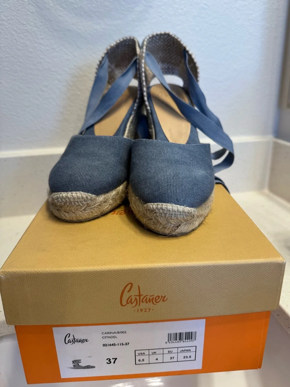 Carina Cotton Canvas Espadrilles 3” heel size 6.5